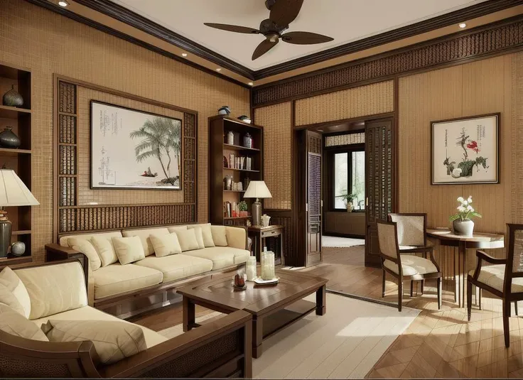 indochine_living_room, indochine living room, wooden floor<lora:indochine_interior:0.6>