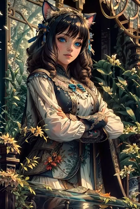 [portraite of a:Young girl in an elegant scarf:16] scenery, In the Russian village, Sitting on a bench by a birch tree, Russian paraphernalia, improvisation, 19th century, ((Todd Schorr style )), hyper-detailing, Deep drawing of the plot, /rot:0.2/blau:0.2/chlorine:0.2/gris:0.2,