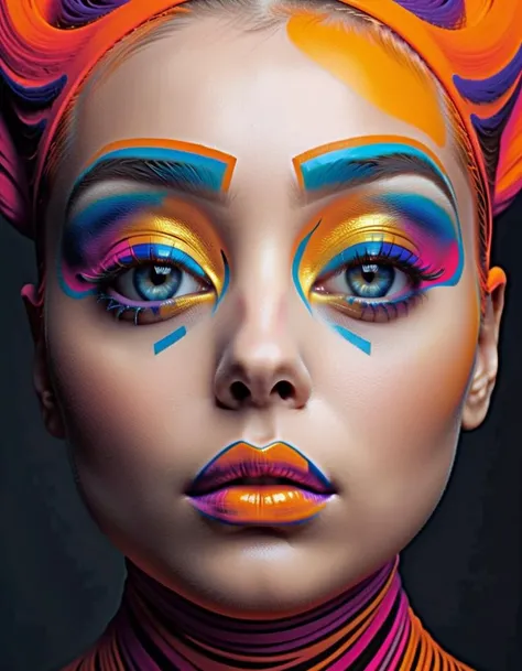 best quality, high quality, masterpiece, (Professional fashion photography of a person with innovative makeup), [by Diane Kendal:Joseph Altuzarra:0.6], revolutionary makeup, avant-garde cosmetics, bold color palette, artistic face painting, futuristic beauty, high fashion makeup style, striking facial features, creative makeup artistry, abstract beauty, hyper-realistic detailing, vibrant and unconventional makeup, beauty innovation, cutting-edge makeup technology, <lora:Innovative_Makeup:1>,
BREAK
A super model,  seemly, detailed beautiful face, detailed eyes, closed eyes, parted lips, relaxed pose, taken by Diane Arbus,
break
Unique and intricate makeup by Random blend of art movements, fusion of impressionism and surrealism, abstract expressionist elements, modernist and postmodernist influences, cubist shapes, futurist dynamics, dada randomness, baroque complexity, art deco elegance, gothic mood, renaissance inspiration, psychedelic patterns, avant-garde style, minimalist and maximalist contrasts, vibrant street art, rococo flourishes, Futuristic fashion, cutting-edge design, aesthetic excellence, high-fashion look, Avant-garde attire, innovative styling, striking beauty, artistic fashion statement, High-tech fashion, sleek and elegant designs, visually stunning, modern couture, Fashion forward, groundbreaking aesthetics, sophisticated elegance, trendsetting style, surrealistic, fantasy art, abstract, doodle art, [(details:1.2): [ (many small details:1.3) : [ (many ultrasmall details: 1.2):(very detailed ultrasmall edges and microrelief:1.5):0.7 ]: 0.4 ] :0.2],  
BREAK
LUT, advanced lighting techniques, high dynamic range, vivid and accurate colors, harmonious color scheme, meticulously detailed, visually stunning, emotionally engaging, sharp contrast, digital painting quality, cinematic quality, subtle shadows, Complex Shading, Immersive Depth, Advanced Rendering, Depth of Field, sharp focus, Depth and Perspective,