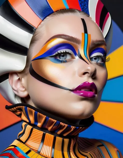 best quality, high quality, masterpiece, (Professional fashion photography of a person with innovative makeup), elegance makeup,[by Kabuki:Kerby Jean-Raymond:0.6], revolutionary makeup, avant-garde cosmetics, bold color palette, artistic face painting, futuristic beauty, high fashion makeup style, striking facial features, creative makeup artistry, abstract beauty, hyper-realistic detailing, vibrant and unconventional makeup, beauty innovation, cutting-edge makeup technology, <lora:Innovative_Makeup:1>, <lora:Next_Fashion:0.3>,
,BREAK
A super model,  appealing, detailed beautiful face, detailed eyes, closed eyes, parted lips, modeling pose, taken by Cindy Sherman,
break
Unique and intricate makeup by Random blend of art movements, fusion of impressionism and surrealism, abstract expressionist elements, modernist and postmodernist influences, cubist shapes, futurist dynamics, dada randomness, baroque complexity, art deco elegance, gothic mood, renaissance inspiration, psychedelic patterns, avant-garde style, minimalist and maximalist contrasts, vibrant street art, rococo flourishes, Futuristic fashion, cutting-edge design, aesthetic excellence, high-fashion look, Avant-garde attire, innovative styling, striking beauty, artistic fashion statement, High-tech fashion, sleek and elegant designs, visually stunning, modern couture, Fashion forward, groundbreaking aesthetics, sophisticated elegance, trendsetting style, surrealistic, fantasy art, abstract, doodle art, [(details:1.2): [ (many small details:1.3) : [ (many ultrasmall details: 1.2):(very detailed ultrasmall edges and microrelief:1.5):0.7 ]: 0.4 ] :0.2],  
BREAK
LUT, advanced lighting techniques, high dynamic range, vivid and accurate colors, harmonious color scheme, meticulously detailed, visually stunning, emotionally engaging, sharp contrast, digital painting quality, cinematic quality, subtle shadows, Complex Shading, Immersive Depth, Advanced Rendering, Depth of Field, sharp focus, Depth and Perspective, bokeh, vintage, faded film, film grain,