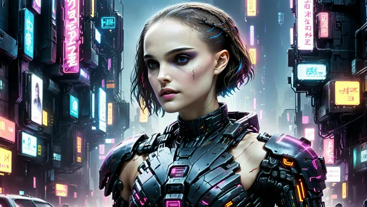 Cyberpunk style, neon city,
one Natalie Portman SDXL woman cyborg dead, shots fired, small shoulders, small body, one person:colin farrell
cyberpunk city background <lora:cyborg_style_xl-alpha:1> <lora:xl_more_art-full_v1:1>
high quality, extreme details, masterpiece, <lora:natportman_xl_2 - Copy:1>