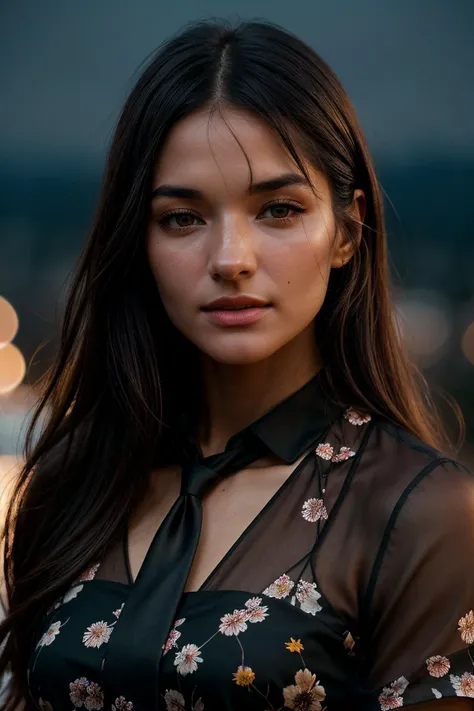 perfect cinematic shoot of a beautiful woman (EP4n3l14M00r:.99), a woman standing at a tokyo tower, perfect hair, wearing sexy Black (Floral print chiffon blouse with a tie-neck and flutter sleeves), (meteor showers in background:1.2), (detailed background:1.1), (face focus), modelshoot style, (extremely detailed CG unity 8k wallpaper), professional majestic (photography by Roberto Ferri:1.1), 24mm, exposure blend, hdr, extremely intricate, High (Detail:1.1), dramatic, soft cinematic light, (looking at viewer), (detailed pupils),8k, highly detailed, rich environment, 4k textures, soft cinematic light, elegant, ((((cinematic look)))), soothing tones, insane details, hyperdetailed, ("Descifra el arte del juego con JernauGurgeh!":1.1),(epiCPhoto)