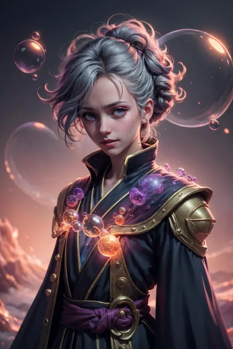 (masterpiece, best quality), aesthetic illustration, game cg cinematic, <lora:add_detail_v5:1>, <lora:anime3d:0.75>, <lora:3DMM_V12:0.25>, 3DMM,
(1man, old hungarian male:1.2), frail, black eyes, graying hair, temp fade,
portrait, solo, half shot, looking at viewer, detailed background, detailed face, (<lora:Neonpunkai-8:0.4>, Neonpunkai, neon theme:1.1), bubble-mage, joyful, casting spell, colorful sorcerer robes, surrounded by purple bubbles, large bubbles, wisps of magic, floating particles, transclucent, swirling bubbles, playful, ethereal aura, bubbles in background, sunshine, wind, jovial ethereal atmosphere,