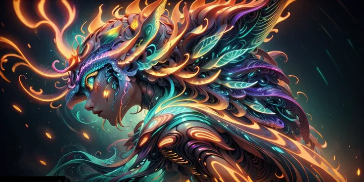 <lora:Dra9onScaleAI:0.40> Dr490nSc4leAI, <lora:Neonpunkai-8:0.70> Neonpunkai, , RAW photo, shot from side of a (cut fantasy (animal:0.55) , (sideview)) , wearing (iridescent shimmering scales:0.85) ,(hyperdetailed:1.2) , (Photorealistic:1.2) , analog style, cinematic Lighting, subsurface scattering, (detailed background visible:1.2) , (bioluminescent:1.1) , (crafted style:1.10) (detailed hyperrealism:0.75) , (At heart composition) , (captivating photograph:0.50)
