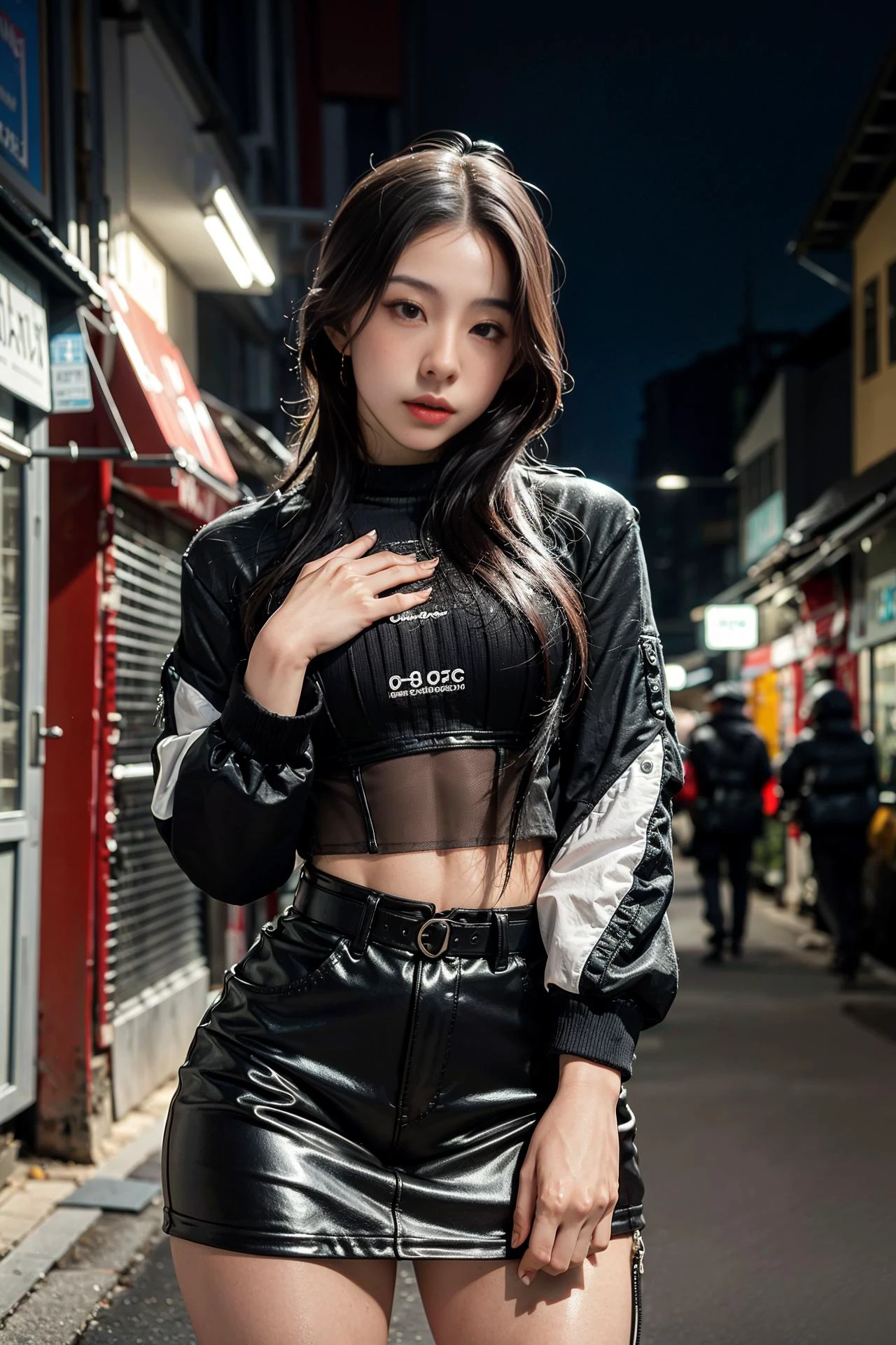<lora:AI_Shirlizleee:1>, office uniform, amazing lighting, cinematic lighting, busy Korean Street,
((SFW)), (best quality, masterpiece:1.4), absurdres, ultra-detailed CG, 8k, high detailed, beautiful face, detailed face, 1girl, solo ,braid, toned, shiny skin, head tilt, standing still, bloom, light particles, depth of field,