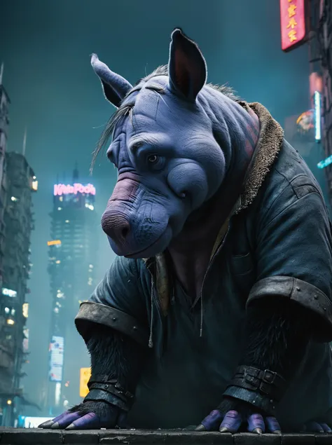 (nvinkpunk:0.7), cinematic, cyberpunk, full body photograph of sad depressed (Eeyore:1.1) from Winnie the Pooh as an assassin, Bladerunner, photorealistic, best quality, masterpiece, (big head:1.1), strong, confident, fierce, fur, epic, cinematic color grading,