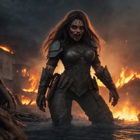 ((detailed zombie female )), wearing runes armor, ragnark, destroyed city after nuclear blast flodded with ((black water:1.2)), post apocalyptic, warzone, fire , smoke
BREAK
(masterpiece, best quality, ultra realistic, 4k, 2k, (intricate, high detail:1.2), film photography, soft focus,
RAW photo, photorealistic, analog style, subsurface scattering, photorealism, absurd res)