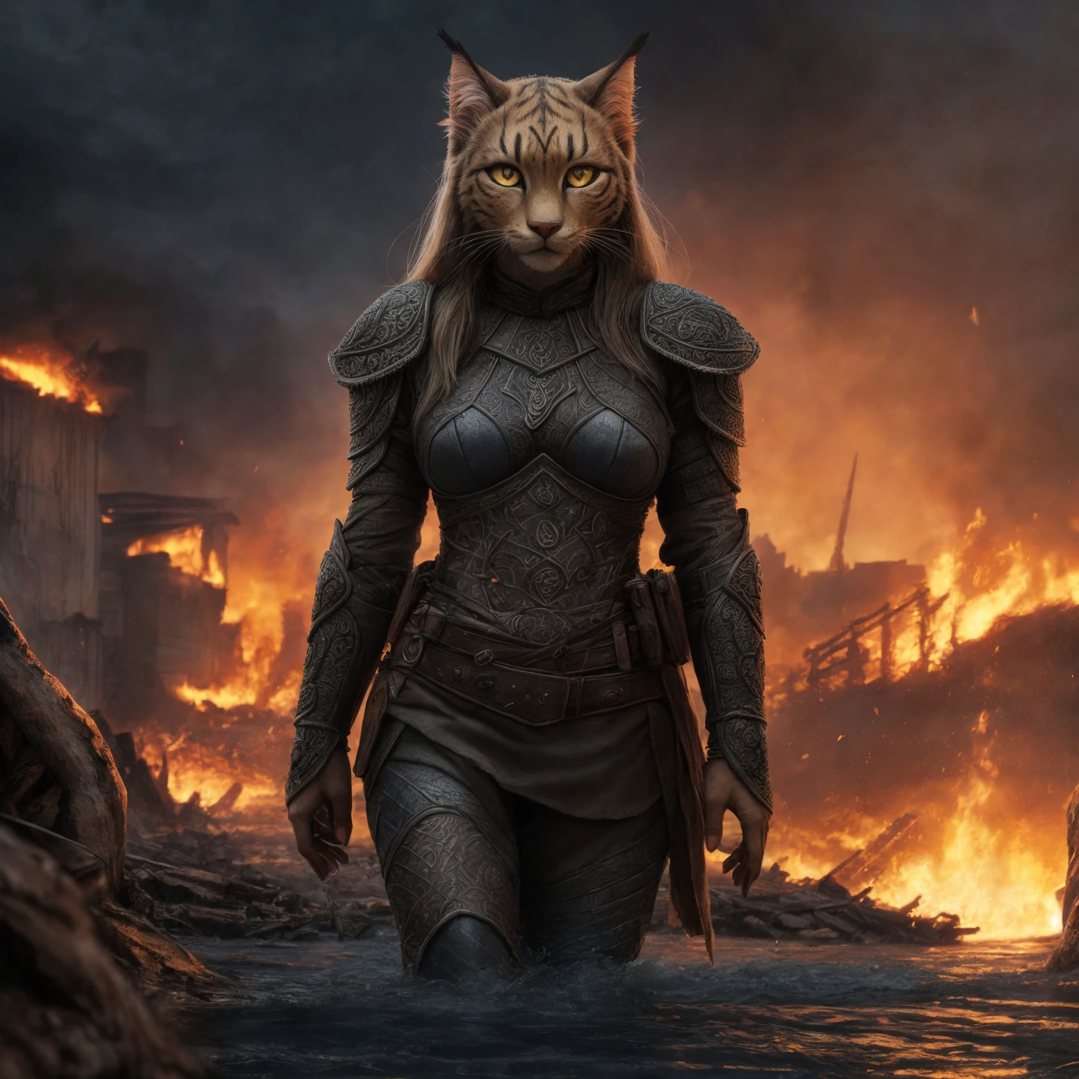 ((detailed khajiit female )), wearing runes armor, ragnark, destroyed city after nuclear blast flodded with ((black water:1.2)), post apocalyptic, warzone, fire , smoke
BREAK
(masterpiece, best quality, ultra realistic, 4k, 2k, (intricate, high detail:1.2), film photography, soft focus,
RAW photo, photorealistic, analog style, subsurface scattering, photorealism, absurd res)