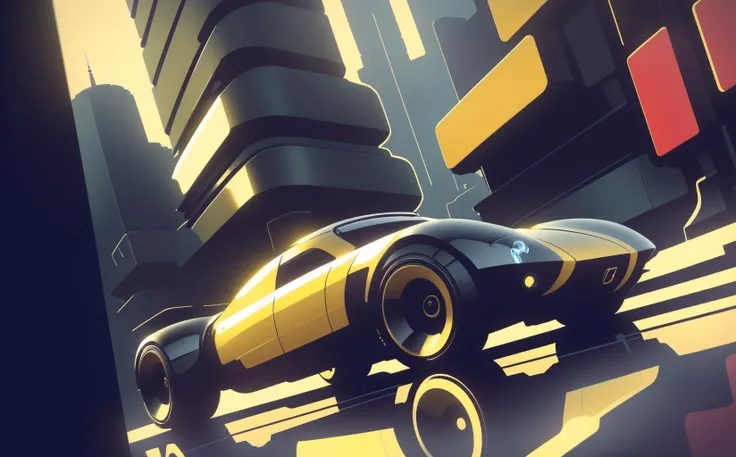 8k, masterpiece, beautiful car, best quality, beautiful composition, amazing design, yellow futuristic concept of an Off-road FSO Polonez riding through Warsaw city in (dieselpunk|cyberpunk) style by tom whalen, full shot, dutch angle, (HyperStylizeV6:0.8),<lora:epiNoiseoffset_v2:0.75>,<lora:minimalistAnimeStyle_v10:1>,<lora:SydMead_style:0.75>