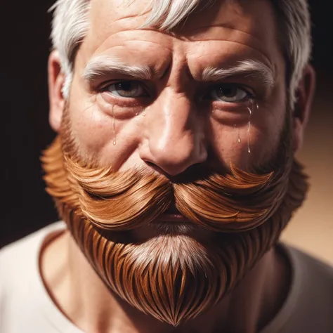 (((male focus:1.2, old man:1.2, beard:1.2))), depth of field, (looking at viewer), ultra high res,(realistic:1.4)),deep shadow,(best quality, masterpiece), highly detailed, depth of field, film grain, crying, (transparent liquid, tears),, high quality photography, 3 point lighting, flash with softbox, 4k, Canon EOS R3, hdr, smooth, sharp focus, high resolution, award winning photo, 80mm, f2.8, bokeh