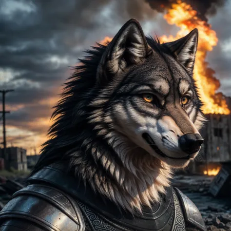 ((detailed fenris wolf )), wearing runes armor, ragnark, destroyed city after nuclear blast flodded with ((black water:1.2)), post apocalyptic, warzone, fire , smoke
BREAK
(masterpiece, best quality, ultra realistic, 4k, 2k, (intricate, high detail:1.2), film photography, soft focus,
RAW photo, photorealistic, analog style, subsurface scattering, photorealism, absurd res), ((closeup))