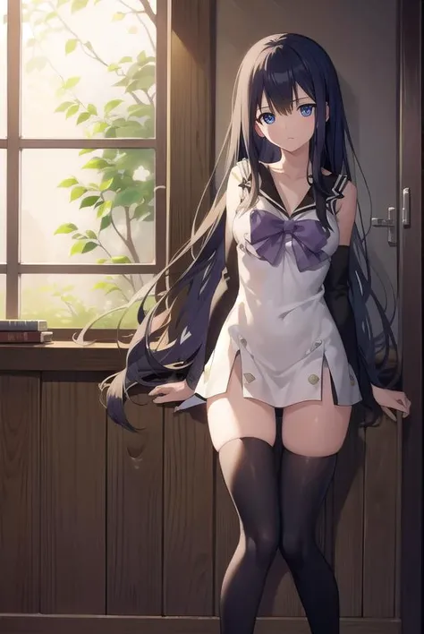 Masterpiece, highest quality, High resolution,Long Hair、Side Ponytail, whole body, Hair between the eyes, Mini sailor suit、belly button,Very delicate body,Flat Chest、Physical education sitting、