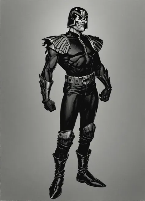 pencil drawing, man,jdgdrddcom, helmet, uniform, boots, grim expression, dark room, dark, hard shadows, monochrome, hard light, full body portrait, manly, retro artstyle,
<lora:Judge_Dredd_Comic_Style_Pony_SDXL:0.8> <lora:Dark_Novel:0.8>, score_9, score_8_up, score_7_up,