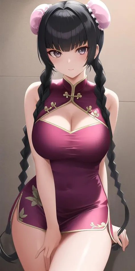 <lora:G00WangLiuMei:0.55>, G00WangLiuMei, masterpiece, best quality, detailed face, detailed eyes, highres, large_breasts, twin_braids, twintails, WLMOutfit
