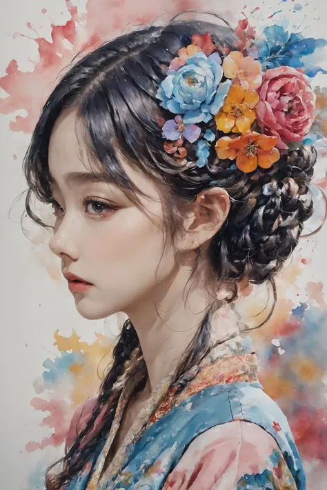 Colorful, multiple colors, intricate detail, splash screen, photorealistic, intricately detailed fluid gouache painting, calligraphy, acrylic, watercolor art,
masterpiece, best quality, 1girl, <lora:kwFemale_Beta40-SDXL_v1:1>, chinese