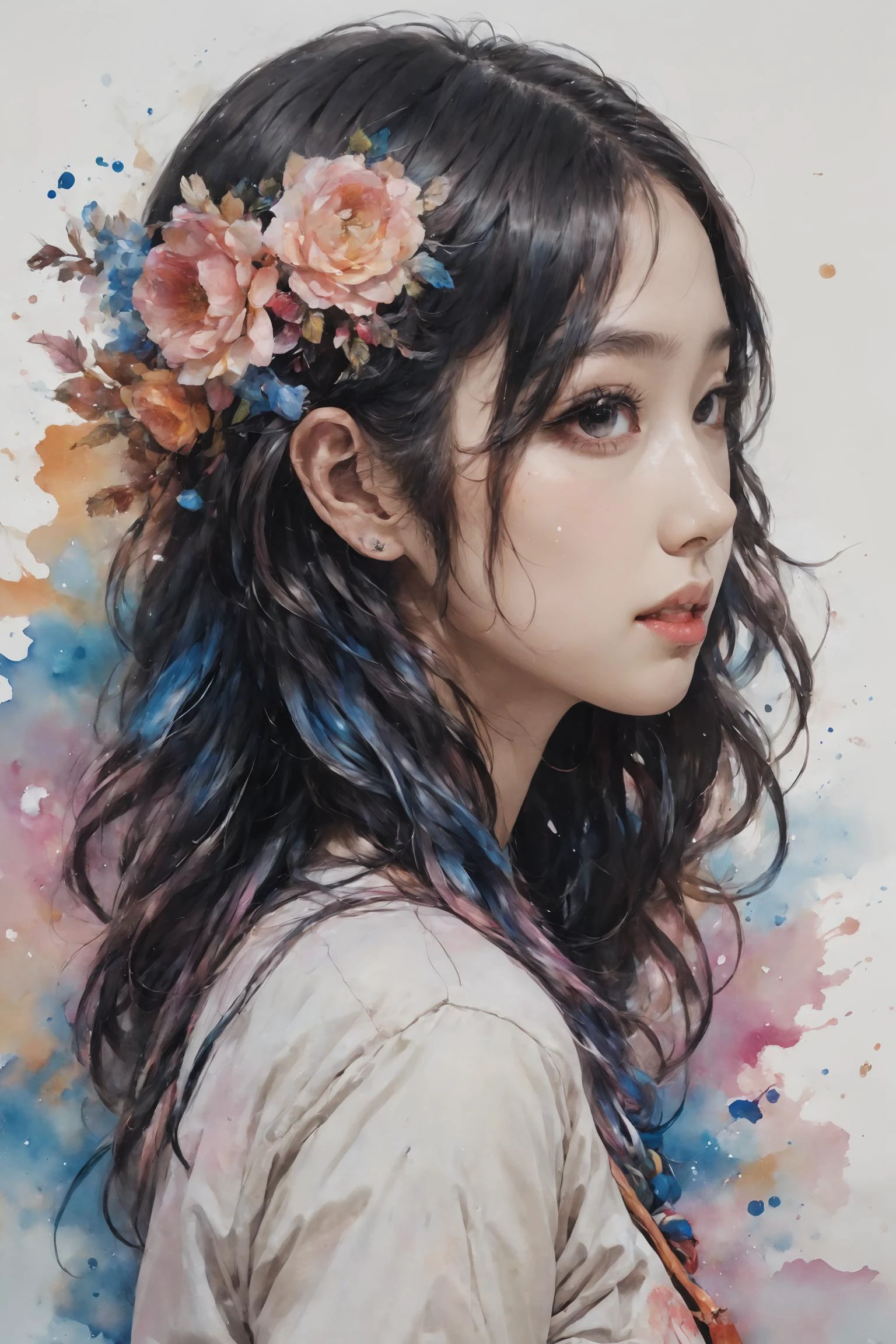 Colorful, multiple colors, intricate detail, splash screen, photorealistic, intricately detailed fluid gouache painting, calligraphy, acrylic, watercolor art,
masterpiece, best quality, 1girl, <lora:kwFemale_Beta40-SDXL_v1:1>, chinese,waifu