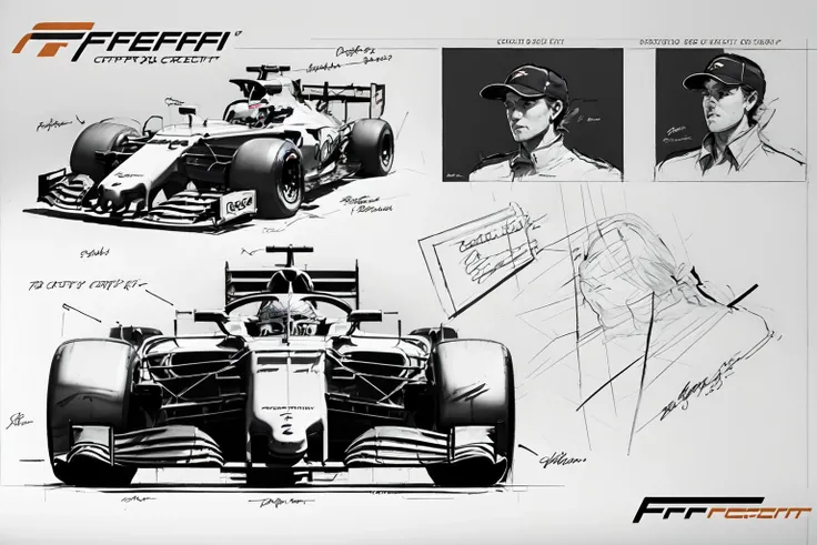 car_sketch, three view, concept sketch, text, logoï¼F1 racing car,  <lora:car sketch_20231016143009:0.9>