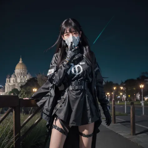 Best quality, masterpiece, ultra high res, (photorealistic:1.4), 1girl,full_body, (long hair:1.5), colored hair,wind,moonlight, earrings, background_blur ,plastic coat, <lora:fashigirl-v5.5-lora-naivae-64dim:0.3>,looking at viewer, smile, <lora:weird future fashion_v5:0.5>, night setting, Majestic, 16K, 8K, rome background, stars in sky, saturn in sky, very detailed hands, 5 fingers, good hands, techpunkmask, <lora:techpunkmask_v0.5-000002:0.4>, techwear outfit, techwear jacket, black gloves, <lora:urbansamurai_v0.3:0.4>
