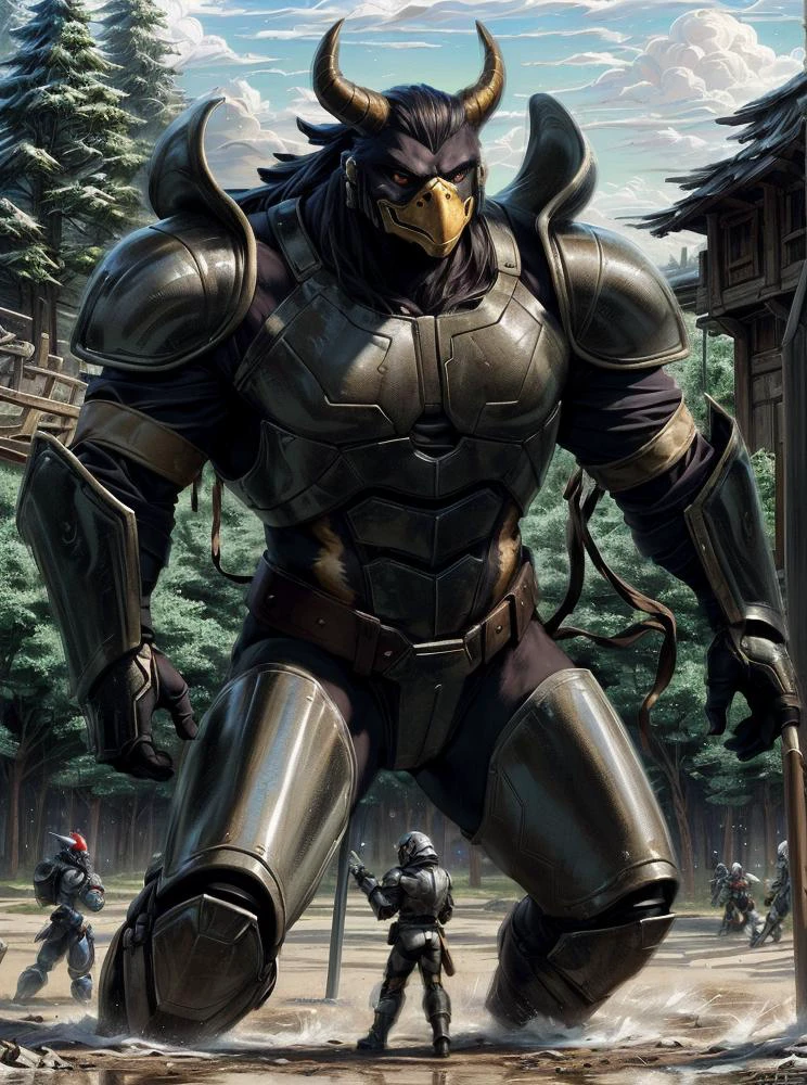 ( (perfect proportions:1.5), (kemono:1.5), (bara:1.5), (male:1.5), muscular, extremely very tall, (extremely long body:1.5), (toughguy:1.5), (veiny muscles:0.85), (perfect face), (handsome face!), (large red eyes1.5), (direct gaze:1.5), highly detailed eyes, alluring gaze, smug condescending smile, powerful strong mighty, (dark eagle:1.5), sinister looking face, (techno organic:1.5), (bio-boosted armor:1.5), villain, supervillain, evil, supervillain suit, power suit, monster, latex, leather, armor, super strength, flawless body, hyper healing factor, super strength, total body, Techno-Alpha, cinematic blue and red and pink and gold colors, anime still, digital_camouflage, supervillain group, dark army, vivid colors, anatomically correct unspeakable unimaginable robot creature, alien monsters, alien invaders, dark empire,
(uploaded and trending on imgur, pixiv, furaffinity, pinterest, e621, inkbunny, tumblr, playground, deviantart, artstation, ),
(in the style of and art by Chunie, jiandou, yupa, kiyosan, darkgem, Null-Ghost, Izrez, twinkle-sez, Adios, OrcFun, Akira Toriyama, Kentaro Miura, Katsuhiro Otomo, Watanabe Kenji, Yoshiki Takaya, Go Nagai, Tetsuo Hara, Riku Sanjo, Koichi Ohata, Masamune Shirow, midjourney, greg rutkowski, raphael, caravaggio, greg rutkowski, beeple, beksinski, giger, artgerm, simon stalenhag, wayne barlowe, igor kieryluk, loish, rhads, midjourney, ),
<lora:LuxTech:0.0.85> guyverbba <lora:Biomechanicals_v2_lora1500:0.85> hnsrdlf style, <lora:Guyver_v15:0.85> g01, g00, g02f, g03, aptomf, no_huamans, <lora:MMMM_Style:0.85> )