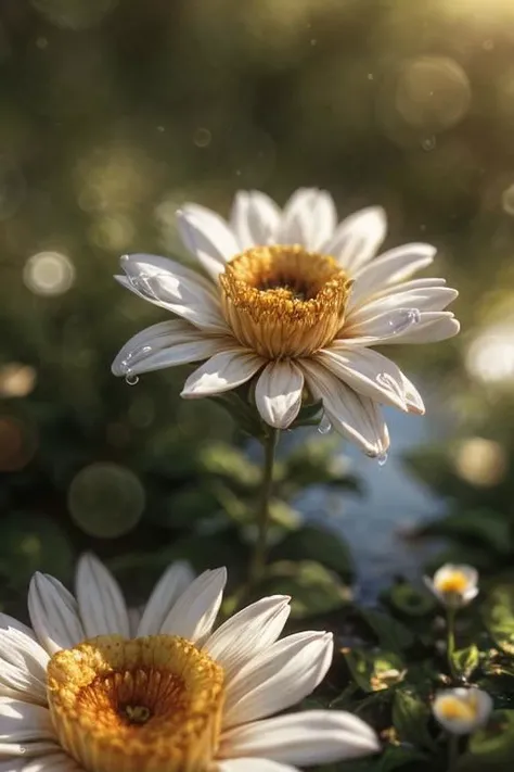 water droplets, good lights, good colors, good composition, (flowers, tilt shift, depth of field), (((nature photography, breathtaking quality, bokeh))),
masterpiece, 8k, 4k,
aestheticcartoon, macro, nature
bestart,
blurry background, focus, morning,
ray tracing, subsurface scattering,
dynamic scene,