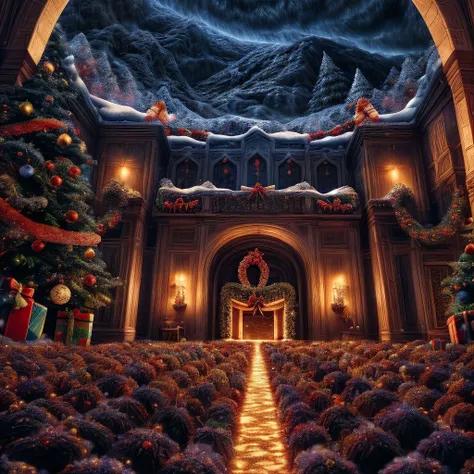 masterpiece,best quality,CG,wallpaper,HDR,high quality,high-definition,extremely detailed,(christmas atmosphere:1.2),whimsical vibes,magical energy,(enchanting aura:1.1),(ethereal glow:1.1),(dreamlike world:1.4),(detailed:1.05),(extremely detailed:1.06),sharp focus,(epic scenery:1.09),(beautiful scenery:1.08),(detailed scenery:1.08),(wonderful scenery:1.05),(beautiful face:1.1),<lora:add_detail:0.3>,<lora:EnhancedDetail:0.5>,ultra sharp detail,vibrant bright colors,perfect lighting,RAW candid cinema,16mm,color graded portra 400 film,remarkable color,ultra realistic,textured fur,remarkable detailed pupils,shot with cinematic camera,