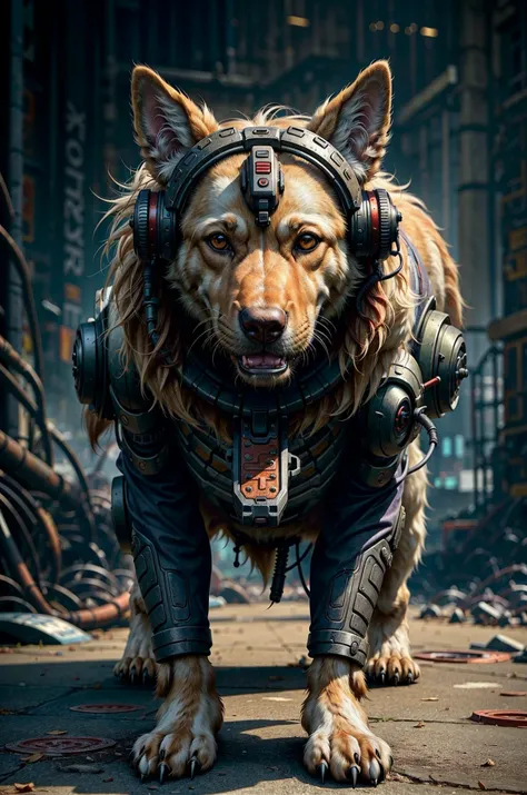 a cybernetic machine dog, intricate, cyberpunk