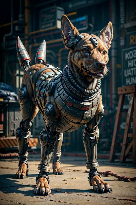 a cybernetic machine dog, intricate, cyberpunk