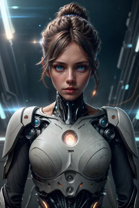vivid colors, striking visual design, <lora:add_detail:0.75>, <lora:sharpen-soften:-0.2>, <lora:stylesqueeze_v2:0.25>, <lora:realistic:0.25>,
1 girl, adult czech woman, green eyes, white bun hair,
portrait, looking at viewer, solo, upper body, detailed background, detailed face, (<lora:NeoFuturisticTech-20:0.6>, neotech theme:1.1), researcher, science, advanced technology, fantastical science lab in background, physics, tesla coil, sparks, dark matter, waveforms, air filter, flashing lights,