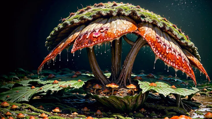 meticulous viscous detail, (Rhodotus Palmatus : 1.4), shiny, wet, sloppy, realistic, photography, slimy