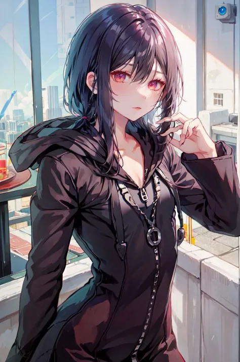 solo, <lora:OrganizationXIIICoat:1> Organization XIII Coat, hood down, <lora:AVT:1> AveTetsuyaTI, ultra detailed, masterpiece, best quality, aesthetic, detailed,
