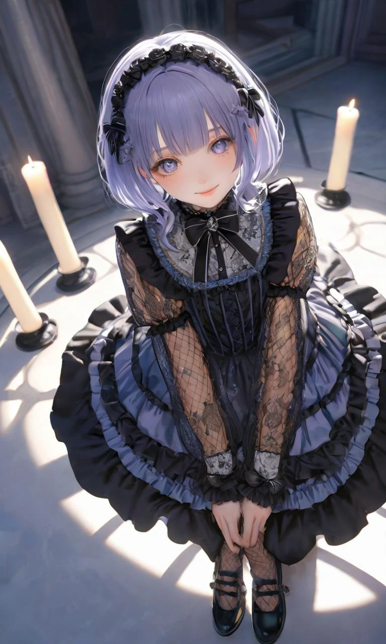 extremely quality extremely detailed, contrapposto, Faint lips,UC:realistic glow shine like opal deep-silky-healthy-lackwarm-foundational-soft-skin, photo realistic ray trace depth of field, extremely quality extremely detailed, illustration, contrapposto, cute anime face cinematic lighting cinematic angle, lower eyelashes eyelashes, eyeliner, Gothic Frilled dress, long skirt, Headdress, bowknot, hair ornament, hair flower, black fishnet_pantyhose, garter straps, Lace, cross-laced footwear, frilled blouse, ribbon-trimmed sleeves, puffy sleeves, bloomers, candlestick, stained glass, intricate gothic architecture, +++
starry print eyes ,
pale indigo hair,
medium hair ,
french braid,
streaked hair ,
crossed bangs,
sideburns ,
naughty smile,
nose blush ,
+++, Overhead Shot, look up to, foot focus (focus sole of foot)