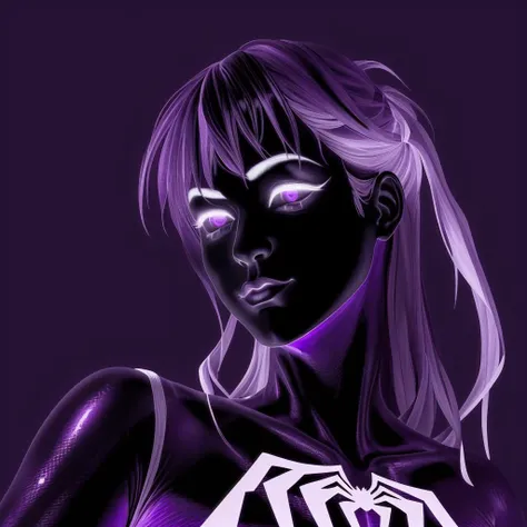<lora:purple_neon-03:1> purple theme, monochrome, spiderman