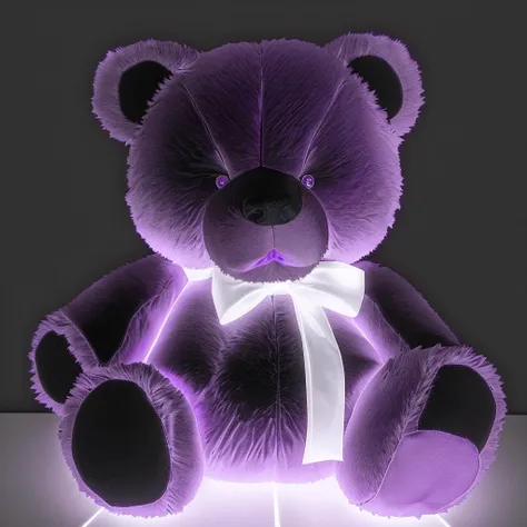 <lora:purple_neon-03 (1):1> purple theme, monochrome, teddy bear