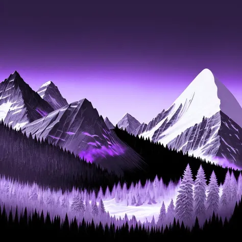 <lora:purple_neon-03:1> purple theme, monochrome, mountain landscape