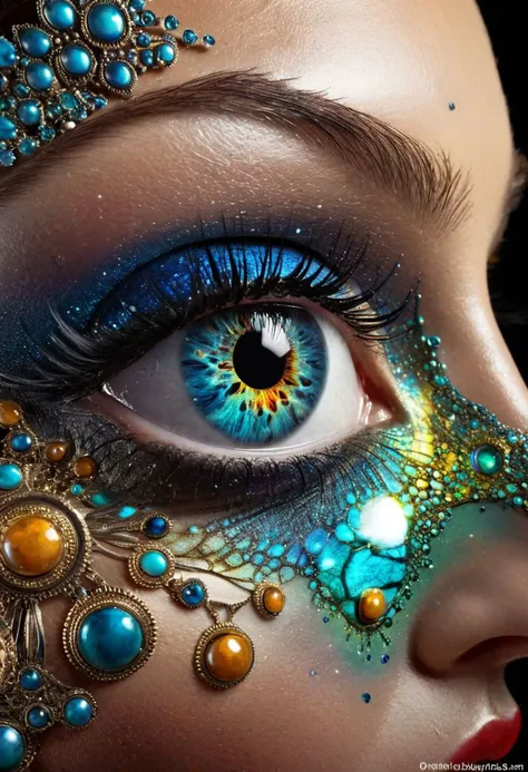 Illuminating the Cosmic Eye: A Fractal Portrait  electrifying close-up image that delves into the mysteries of the universe, a fractal portrait of celestial beauty
capturing the fascinating interaction of galaxies,
stars, planets, at the heart of this fascinating scene lies the eye of destiny,
a powerful portal to the depths of cosmic consciousness.
high resolution,
sharp details,
very high quality,
fluid and dynamic,
sharpness,
elegant and complex realistic image,
chiaroscuro,
very detailed,
HD,
a hyper realistic and breathtaking beauty,
pure perfection,
volumetric light,
reflections of bright colors. An image of rare beauty,
with free colors and sketches in the style of Alberto Seveso,
Olivier Valsecchi,
Stefan Gesell and Zena Holloway and detailed macro photography by Miki Asai.
Miki Asai Macrophotography,
close,
hyper detailed,
trending on artstation,
sharpness,
studio photography,
complex details,
very detailed,
by Greg Rutkowski