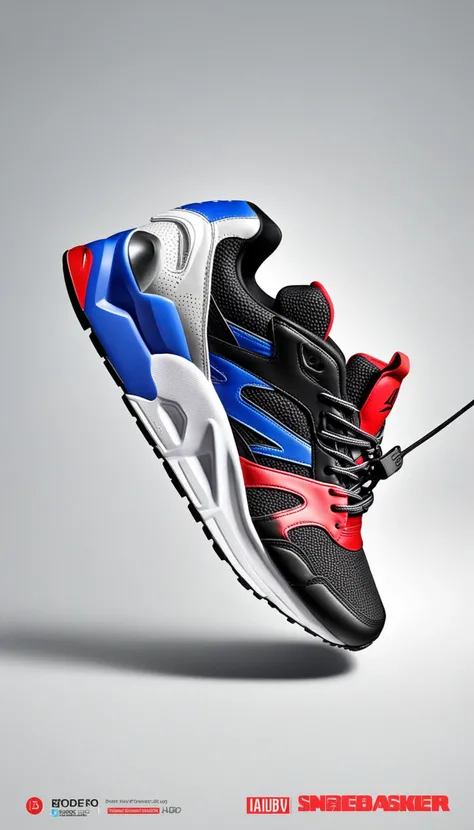 advertising poster style sneaker, professional, modern, product-focused, commercial, eye-catching, highly detailed