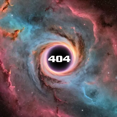 Huge spiraling black hole void in the middle of a a colorful nebula
