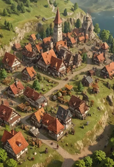 Masterpiece
4k
High quality
Isometric view from a vast beautiful landscape
Village
3d anime style
Beautiful stylish Medieval buildings
Fantasy style
(((Stylish)))
Colourful, saturated
Game concept, huge machines, a village building a huge moving machine
isometric view
Diversity in buildings in a village, stylish village