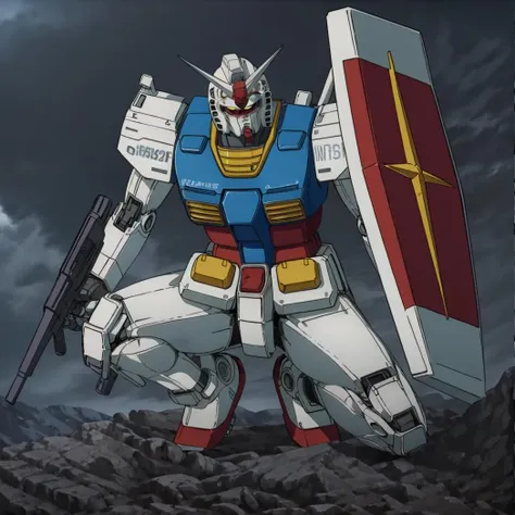 masterpiece,high quality,
<lora:gundam001:0.7>,
gundam,mobilesuit,
squatting,