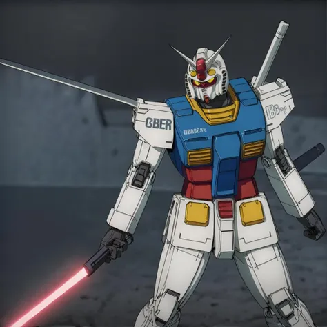 masterpiece,high quality,
<lora:gundam001:0.7>,
gundam,mobilesuit,
beam saber,holding sword,stance,