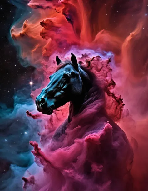 space scene, (horsehead nebula:1.5), stars, darkness and light, Engulfed BY color, UHD, 8k, F2.8, RAW Photo, ultra detailed <lora:EngulfedBy:0.5>