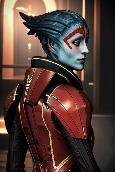 (masterpiece, best quality:1.3)
<lora:add_detail:0.7> <lora:epi_noiseoffset2:1> <lora:SamaraME:0.8>
SamaraME, 1girl, solo, short hair, black hair, closed mouth, upper body, from behind, armor, black eyes, from side, profile, colored skin, alien