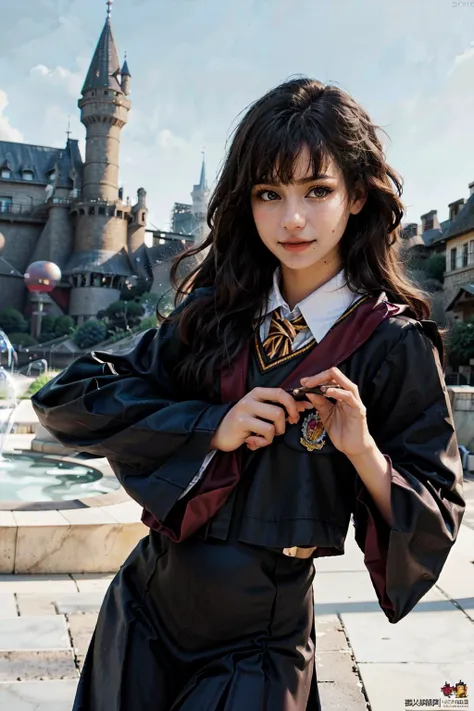 ltra-detailed,highly detailed,best quality,masterpiece,illustration,realistic,photorealistic,
1girl, solo, cosplay, 
gryffindor uniform, hogwarts school uniform, 
looking at viewer, cowboy shot, 
outdoors, photo background, 
 <lora:gryffindor uniform_20240224012317:0.7>