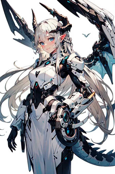 offcial art,Top masterpieces,Robot woman,Mechanical tentacles,Human heads,Mechanical body,Huge mechanical wings,Delicate facial features,had his hands folded,Mechanical torso