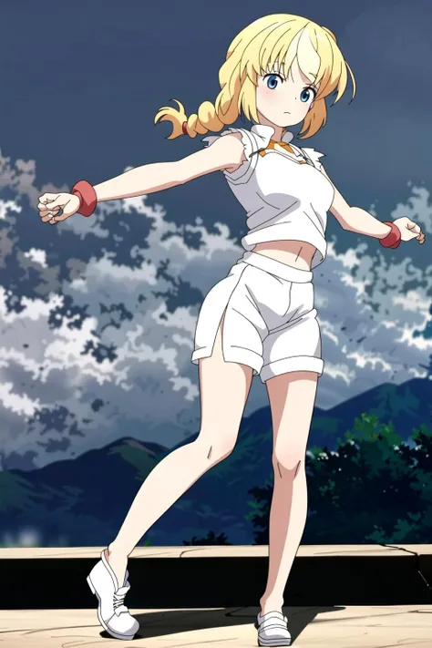 1girl, solo, (full body:1.5), (front-view:1.5), (Lammis:1.3), (blonde hair:1.3),((braided:1.5) side ponytail) <lora:Lammis-V1_0-000011:0.6>, <lora:ghibli_style_offset:0.5> <lora:Pyramid lora_Ghibli_n3:0.5> studio ghibli, ghibli style, <lora:bootyshake:0.5>, sexy pose