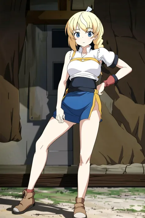 1girl, solo, (full body:1.5), (front-view:1.5), (Lammis:1.3), (blonde hair:1.3),((braided:1.5) side ponytail) <lora:Lammis-V1_0-000011:0.6>, <lora:ghibli_style_offset:0.5> <lora:Pyramid lora_Ghibli_n3:0.5> studio ghibli, ghibli style, <lora:bootyshake:0.5>, sexy pose