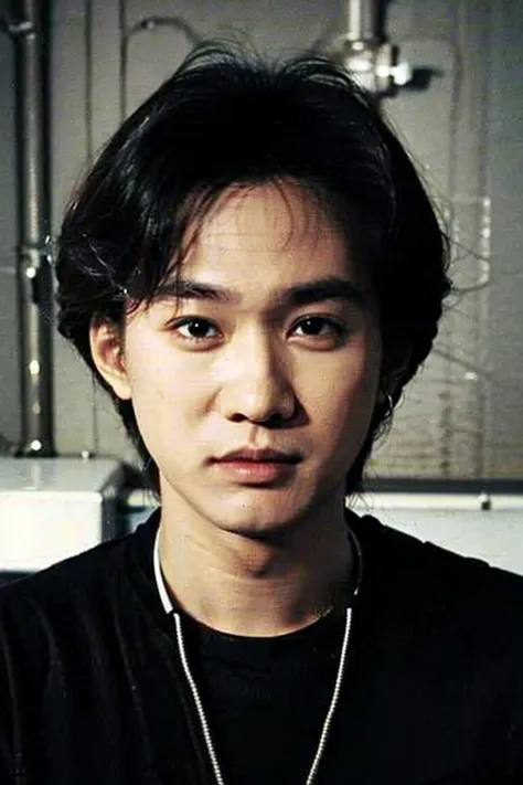 best quality, ultra high res, (photorealistic:1.4), masterpiece, blurry background,indoors,1boy,30 years old,standing ,(looking at viewer), black shirt, <lora:huangjiaju_20230701132334:0.8>