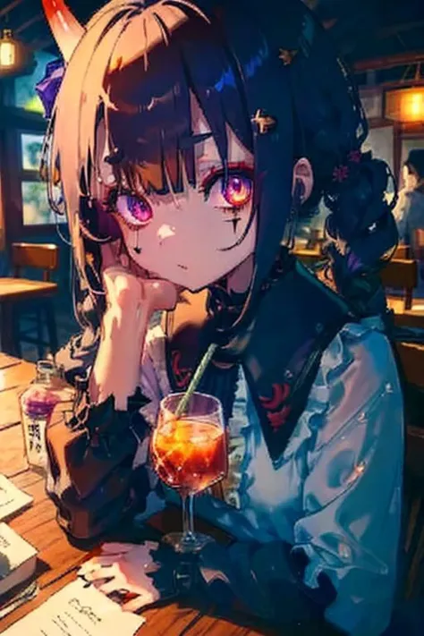 1girl, twintails, pale skin, black dress, torn clothes, looking to the side, look at viewer, candle, creepy eyes, white eyes, night, pale hair, old house, young girl, ,more_details:-1, more_details:0, more_details:0.5, more_details:1, more_details:1.5,shuten douji
1girl, crowd, Izakaya, dish on the table, drink, empty eyes, black suit, white blouse, eyes focus, face focus, up close, eager, (chest)