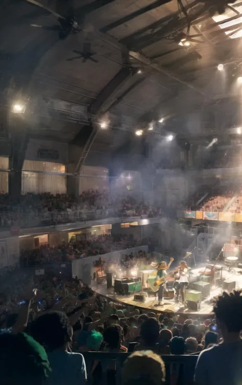an indoor reggae music concert at midday