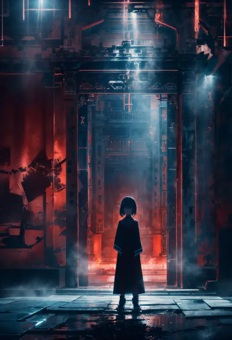 (masterpiece,top quality,best quality,official art,beautiful and aesthetic:1.2),
neon lights,science fiction,xuer Palace gate,upper body,Dynamic Angle,Dynamic posture,Perspective,High Point,pov,1girl,extremely beautiful face,stunning face,perfect face,best face,extremely attractive,gorgeous,detailed face,highly detailed,realistic,hyper-realistic,IMAX,HD,8K resolutions,ultra-high resolutions,best quality,masterpiece,
A shot with tension,(Visual impact,giving the poster a dynamic and visually striking appearance:1.2),Chinese Zen style,impactful picture,
<lora:~Q?-[ xuer Palace gate:0.8>,